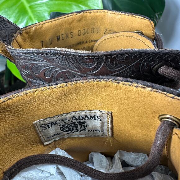 Stacy Adams Brown Embossed Leather Wingtip Boots main image 9